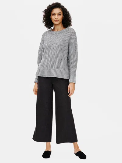Eileen Fisher Soft Wool Flannel Wide-leg Ankle Pant In Gray