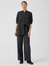 Eileen Fisher Soft Wool Flannel Wide-leg Pant In Gray