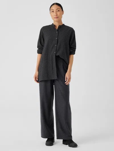 Eileen Fisher Soft Wool Flannel Wide-leg Pant In Gray
