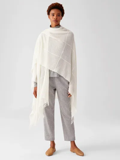 Eileen Fisher Soft Wool Grid Serape In White