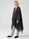 Eileen Fisher Soft Wool Grid Serape In Black