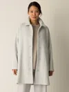Eileen Fisher Soft Wool Herringbone Classic Collar Coat In Gray