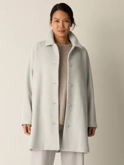 Eileen Fisher Soft Wool Herringbone Classic Collar Coat In Gray