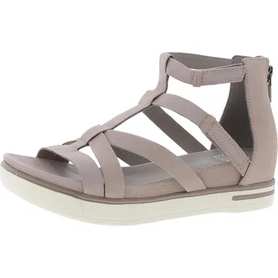 Eileen Fisher Sola Womens Zipper Manmade Flatform Sandals In Gold