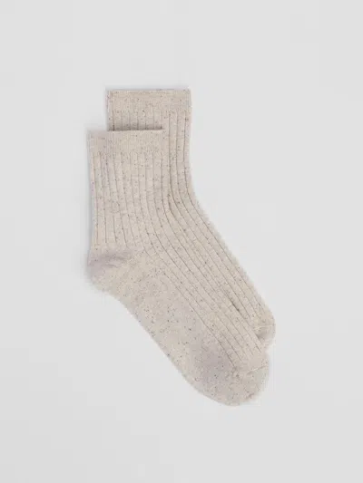 Eileen Fisher Speckle Rib Quarter Crew Sock In Neutral