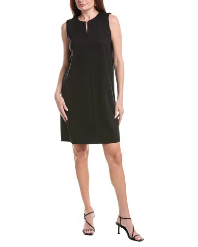 Eileen Fisher Split Neck Shift Dress In Black