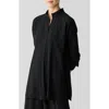 Eileen Fisher Split Stand Collar Silk Tunic In Black