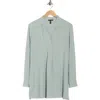 Eileen Fisher Split Stand Collar Silk Tunic In Gray