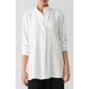 Eileen Fisher Pleated Silk Georgette Crepe Tunic In Ivory