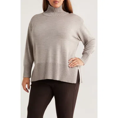Eileen Fisher Square Armhole Turtleneck Sweater In Gray