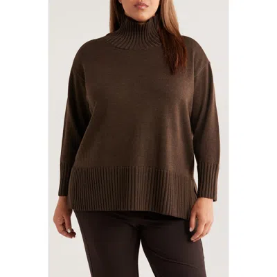 Eileen Fisher Square Armhole Turtleneck Sweater In Brown