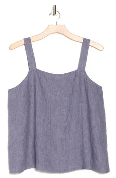 Eileen Fisher Square Neck Organic Linen Camisole In Blue