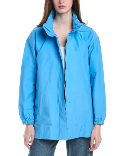 Eileen Fisher Stand Collar Coat In Blue
