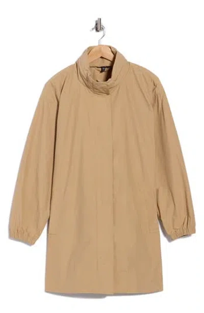 Eileen Fisher Stand Collar Long Coat In Neutral