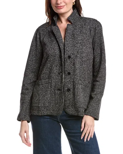 Eileen Fisher Organic Cotton Terry Stand Collar Jacket In Gray