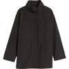 Eileen Fisher Stand Collar Organic Cotton Blend Jacket In Black