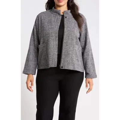 Eileen Fisher Stand Collar Jacket In Gray