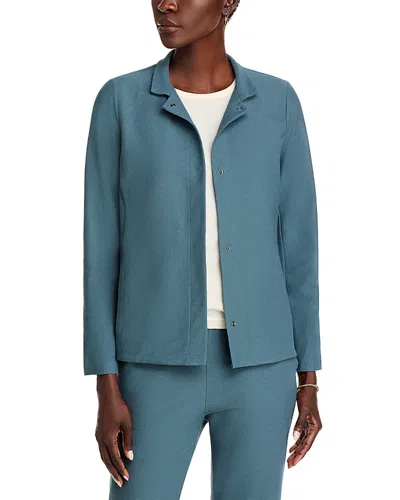 Eileen Fisher Stand Collar Jacket In Euclyptus