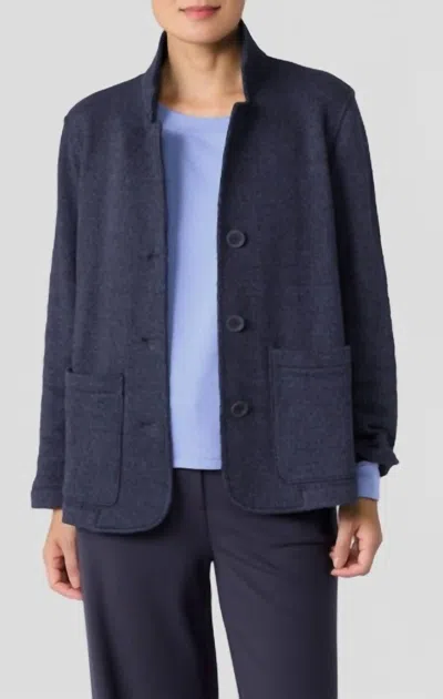 Eileen Fisher Stand Collar Jacket In Ink