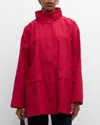 Eileen Fisher Hooded Stand Collar Jacket In Azalea