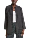 Eileen Fisher Stand Collar Linen Jacket In Grey