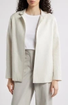 Eileen Fisher Stand Collar Long Jacket Quilted Silk In White