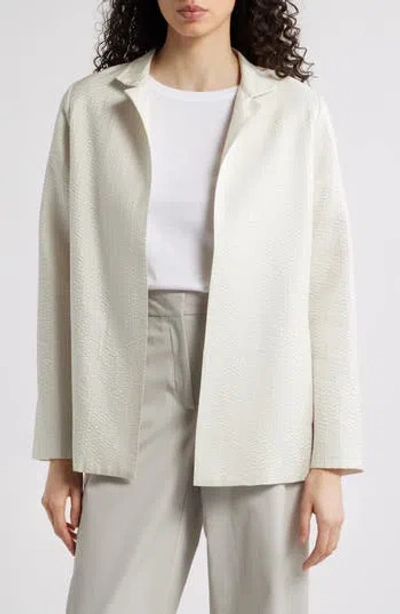 EILEEN FISHER EILEEN FISHER STAND COLLAR OPEN FRONT SILK JACKET