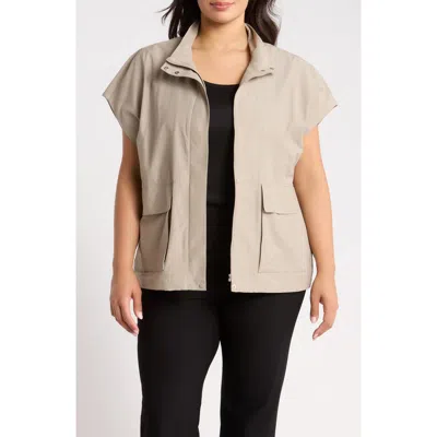 Eileen Fisher Stand Collar Organic Cotton & Recycled Nylon Vest In Neutral