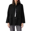 Eileen Fisher Stand Collar Organic Cotton Blend Jacket In Black