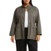 Eileen Fisher Stand Collar Organic Cotton Blend Jacket In Grove