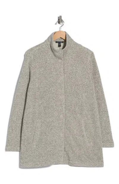 Eileen Fisher Stand Collar Organic Cotton Jacket In Gray