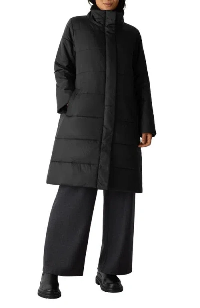 Eileen Fisher Stand Collar Puffer Jacket In Black