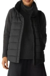 Eileen Fisher Stand Collar Puffer Vest In Black