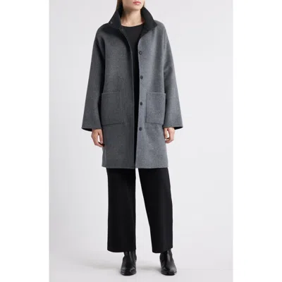 Eileen Fisher Stand Collar Reversible Wool & Cashmere Coat