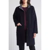 Eileen Fisher Stand Collar Reversible Wool & Cashmere Coat In Nocturne