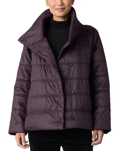 Eileen Fisher Stand Collar Short Coat In Violet