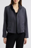 Eileen Fisher Stand-collar Textured Jacket In Ebony