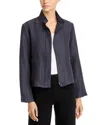 Eileen Fisher Stand-collar Textured Jacket In Ebony