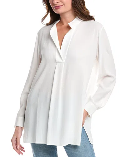 Eileen Fisher Stand Collar Silk Tunic In White