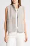 Eileen Fisher Stand Collar Stretch Organic Cotton Vest In Dove