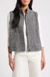 Eileen Fisher Stand Collar Stretch Organic Cotton Vest In Gray
