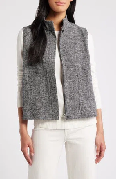 Eileen Fisher Stand Collar Stretch Organic Cotton Vest In Gray