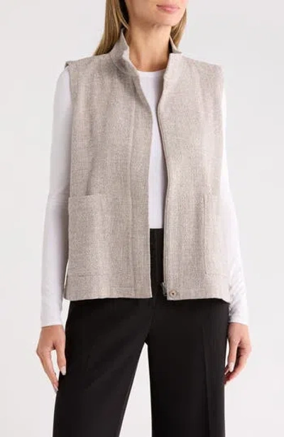 Eileen Fisher Stand Collar Stretch Organic Cotton Vest In Neutral