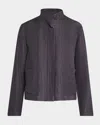 Eileen Fisher Stand-collar Textured Jacket In Ebony