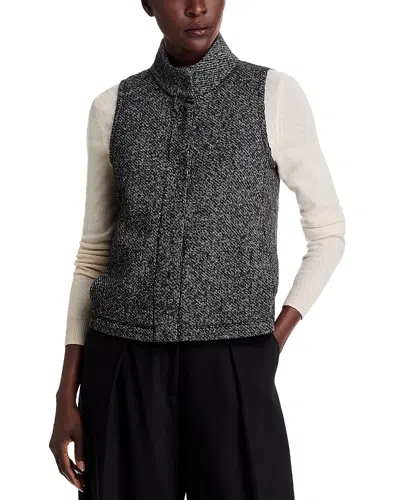 Eileen Fisher Stand Collar Organic Cotton Vest In Black/white