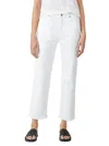 EILEEN FISHER STRAIGHT ANKLE JEAN W/ RAW EDGE IN WHITE