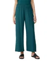 Eileen Fisher Silk Georgette Crepe Ankle Straight Leg Pants In Agean