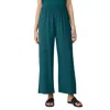 Eileen Fisher Silk Georgette Crepe Ankle Straight Leg Pants In Blue