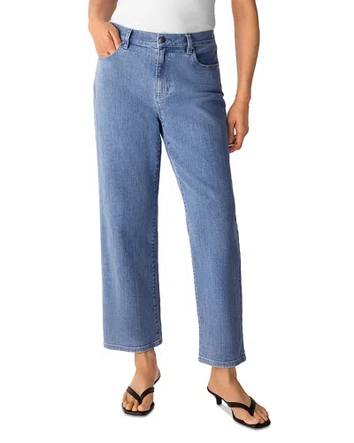 Eileen Fisher Straight High Rise Ankle Jeans In Classic Indigo In Blue