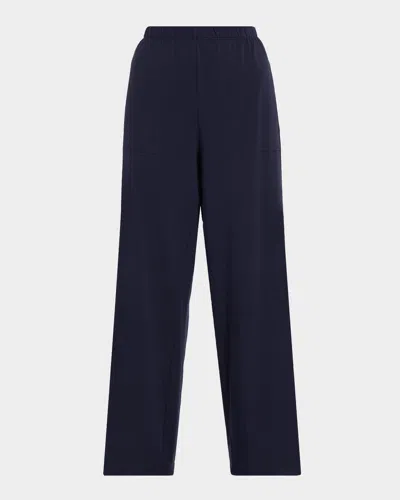 Eileen Fisher Straight-leg Fleecy Terry Pants In Blue